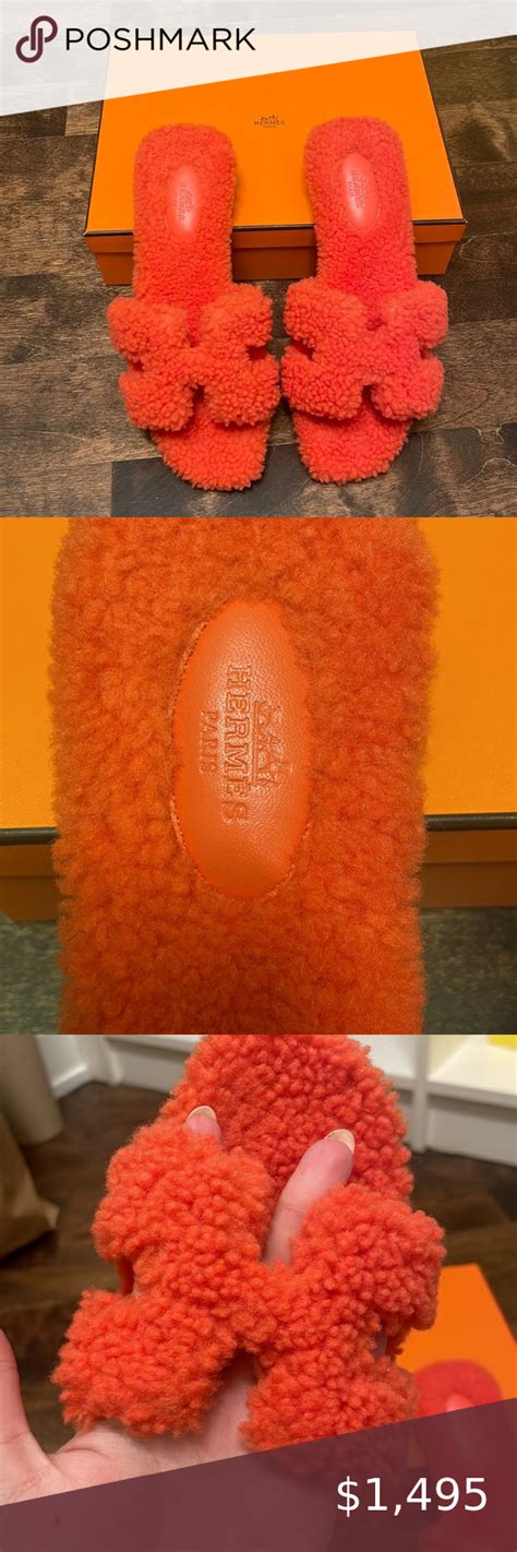 hermes fuzzy slippers|hermes women sandals.